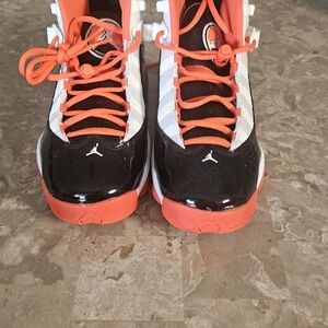 Jordan Kids Black and Orange High-Top Sneakers